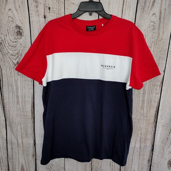 McKenzie Original Sportswear | Red, White, & Blue Colorblock T-Shirt - Picture 1 of 6